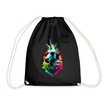 Einhorn Pony cool: Neon Party Sommer - Turnbeutel - Schwarz - Vorne