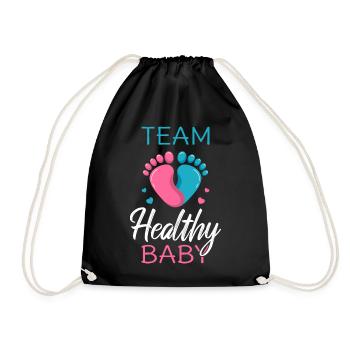 Team Healthy Baby II - Schwangerschafts-Babyparty - Turnbeutel - Schwarz - Vorne