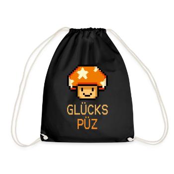 Glückspüz - Lucky Guy, Dialect, Pixel - Drawstring Bag - black - Front