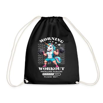 Einhorn Morning Workout - Turnbeutel - Schwarz - Vorne