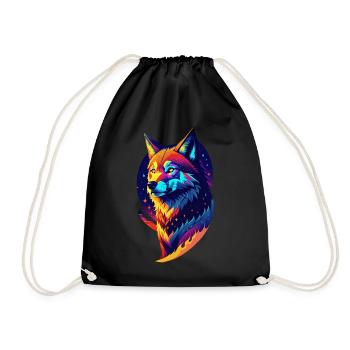 Wolf in the Night - Multicolored Decor - Drawstring Bag - black - Front