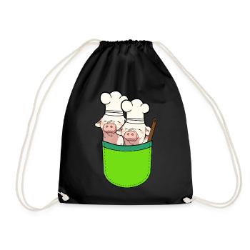 Bag Pigs Cooks Cook Piglets - Drawstring Bag - black - Front
