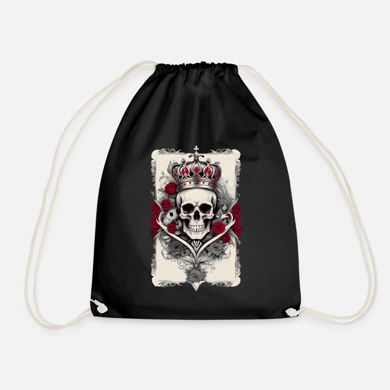 König Totenkopf mit Rosen - Turnbeutel - Schwarz