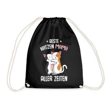 Beste Katzenmama - Turnbeutel - Schwarz - Vorne