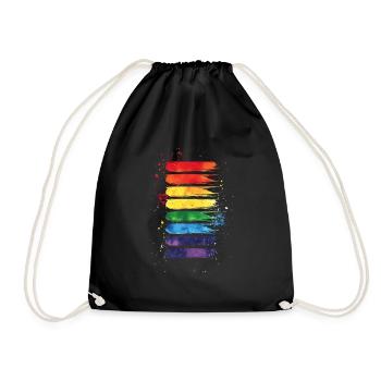 Subtle and Cool Dripping Pride Flag Rainbow Design - Drawstring Bag - black - Front