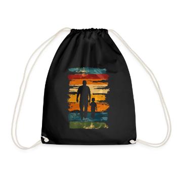 Father's day father with son retro vintage - Drawstring Bag - black - Front