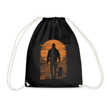 Chasse chasse avec chien rétro vintage - Sac de sport léger - noir - Devant
