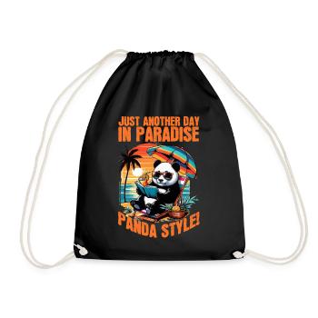 PANDA-ENTSPANNUNGSMOMENT BEI SONNENUNTERGANG IM PANDA-STIL - Turnbeutel - Schwarz - Vorne