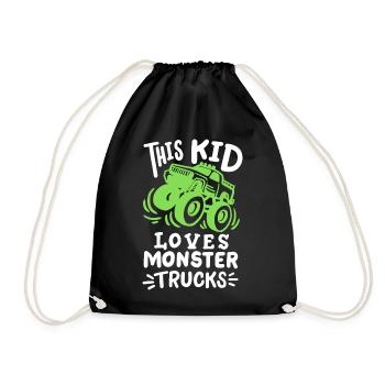 Monstertrucks für Kinder - Turnbeutel - Schwarz - Vorne