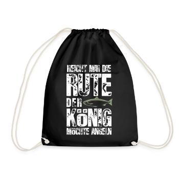 Reicht mir die Rute, der König möchte angeln - Turnbeutel - Schwarz - Vorne