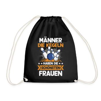 Kegeln Kegler Kegel Männer Kegelbahn Kegeltour - Turnbeutel - Schwarz - Vorne