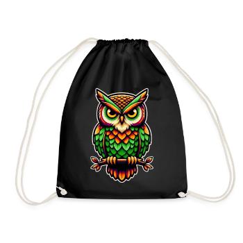 Owl - Drawstring Bag - black - Front