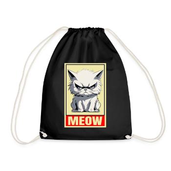 Cat Meow Grumpy Grumpy Grumpy Funny - Drawstring Bag - black - Front