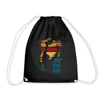 Volleyball Vintage Silhouette Volleyballspieler - Turnbeutel - Schwarz - Vorne