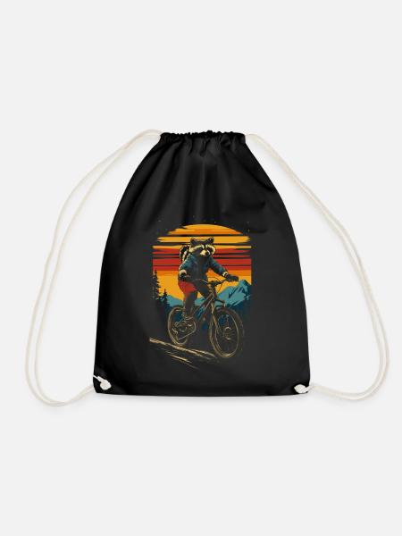 Balade en VTT avec raton laveur - Sac de sport léger - noir
