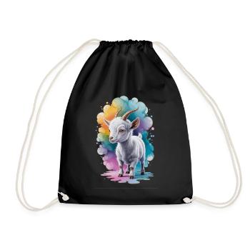Bunte Babyziege – Süßes & Verspieltes Design - Turnbeutel - Schwarz - Vorne