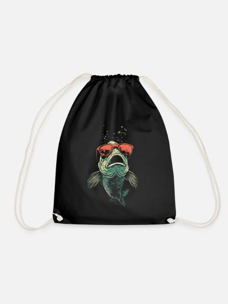 Fisch mit Sonnenbrille - Turnbeutel - Schwarz