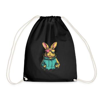 Hase mit Sonnenbrille vintage - Turnbeutel - Schwarz - Vorne