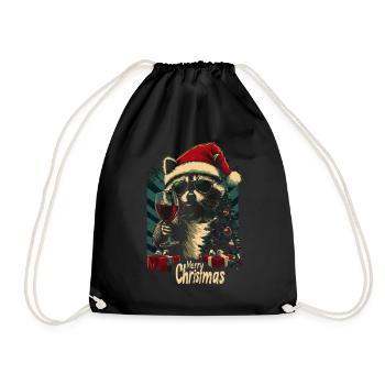 Vin de Noël raton laveur - Sac de sport léger - noir - Devant