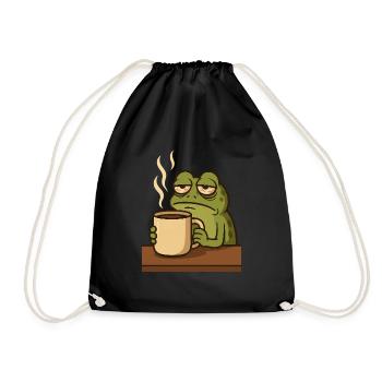 Frosch mit Kaffee - Turnbeutel - Schwarz - Vorne