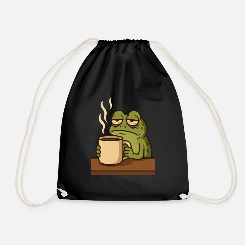 Frosch mit Kaffee - Turnbeutel - Schwarz