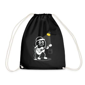 Ribbo plays guitar with heart - Drawstring Bag - black - Front