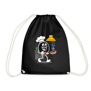 Ribbo as a chef – Funny kitchen and cooking scene - Drawstring Bag - black - Front