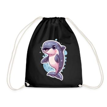Dolphin - Drawstring Bag - black - Front