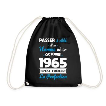 60th birthday - Born in October 1965 - Drawstring Bag - black - Front