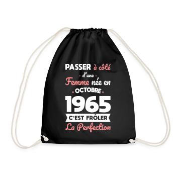 60th birthday - Born in October 1965 - Drawstring Bag - black - Front