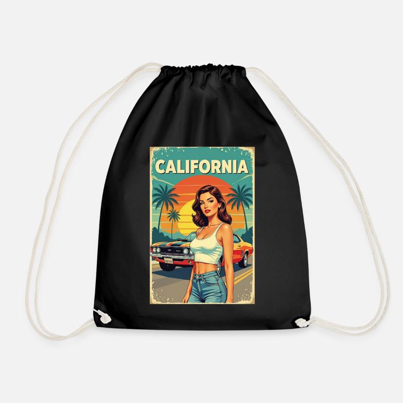 California Dream Cruise R06 - Drawstring Bag - black