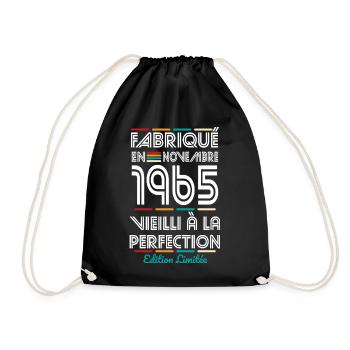 Anniversaire 60 ans - Fabriqué en Novembre 1965 - Sac de sport léger - noir - Devant