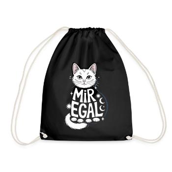 Mir Egal Katze Mond Sterne Humorvoller Stil - Turnbeutel - Schwarz - Vorne