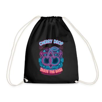 Cherry Drop – Taste the Bass Neon Design - Turnbeutel - Schwarz - Vorne