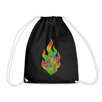 Rainbow Fire Glitter Flame - Drawstring Bag - black - Front