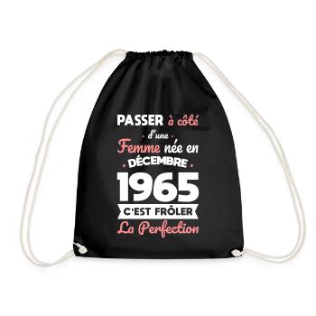 60th birthday - Born in December 1965 - Drawstring Bag - black - Front