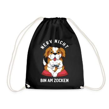 Gehen Sie Ihrem Hund nicht auf die Nerven er zockt - Turnbeutel - Schwarz - Vorne