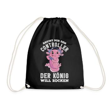Hands me the controller – King wants to play - Drawstring Bag - black - Front