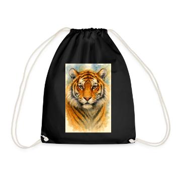 Portrait de tigre à l’aquarelle - Sac de sport léger - noir - Devant