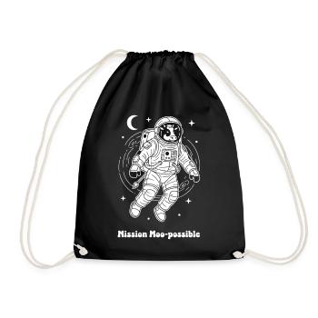 Cow Astronaut Mission Moo-possible - Drawstring Bag - black - Front