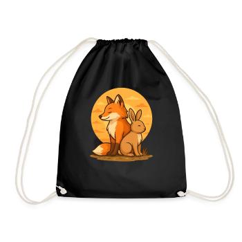 Fuchs und Hase - Turnbeutel - Schwarz - Vorne