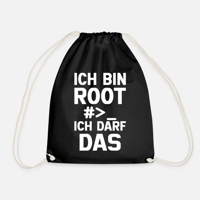 Ich bin Root – Erlaubnis frei - Turnbeutel - Schwarz