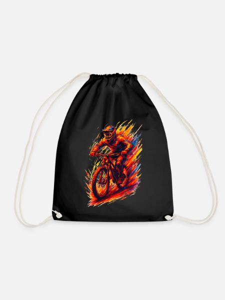 Mountainbiking Mountainbiker MTB cool Geschenk - Turnbeutel - Schwarz