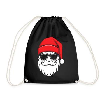 Cool Santa with beard and sunglasses - Drawstring Bag - black - Front