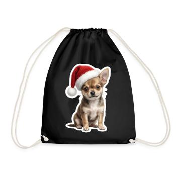 Chiot chihuahua avec chapeau de Noël - Sac de sport léger - noir - Devant