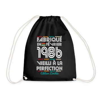 40-jähriges Jubiläum – Hergestellt im Februar 1986 - Turnbeutel - Schwarz - Vorne