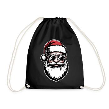 Cool Santa Claus with Sunglasses - Drawstring Bag - black - Front