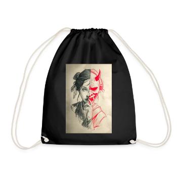 Portrait de dualité : Femme et Oni - Sac de sport léger - noir - Devant