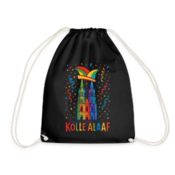 Kölle Alaaf Costume Cologne Cathedral Cologne Carnival colorful - Drawstring Bag - black - Front