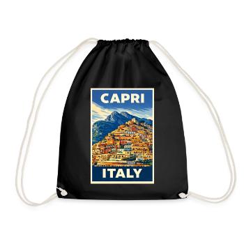 Capri Italy – Vintage Reiseposter Mediterran - Turnbeutel - Schwarz - Vorne